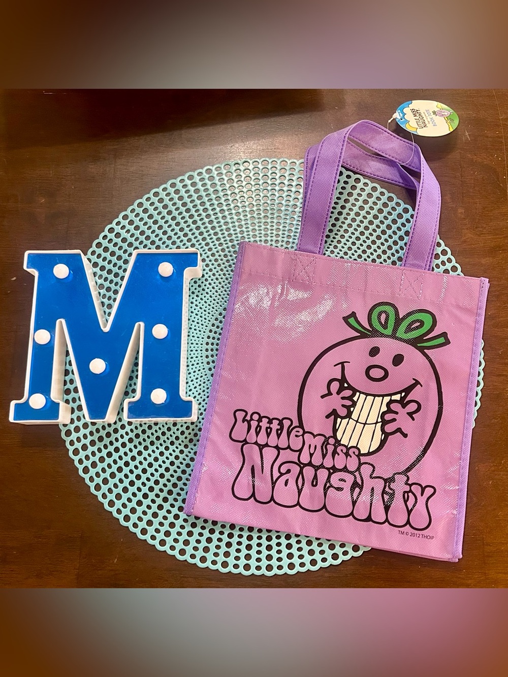 Little Miss Naughty Purple Tote Bag with Playful Character